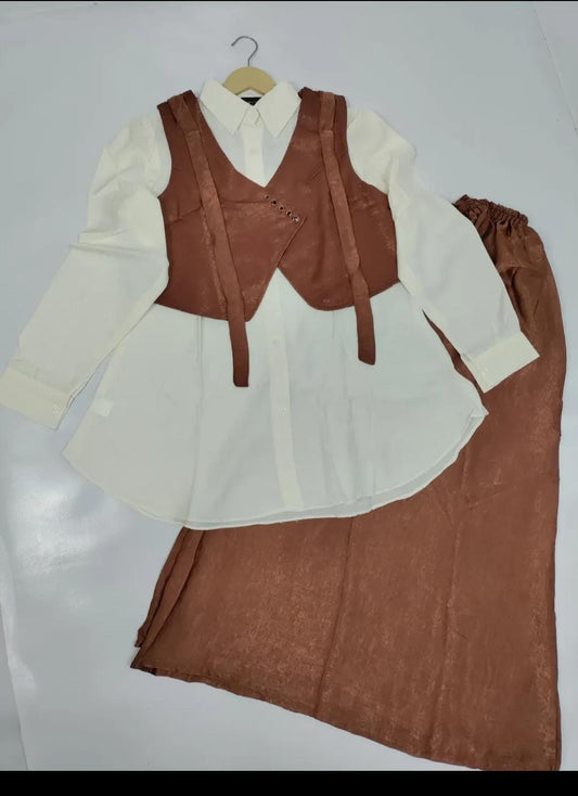 Elegant 3-Piece Plazo, Shirt & Koti Set