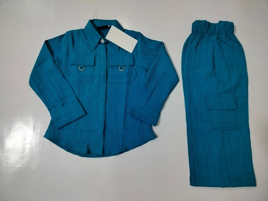 Girls Crushed Georgette Western Shirt with Trouser – 2 Piece Set (Ages 2 to 7 Years)