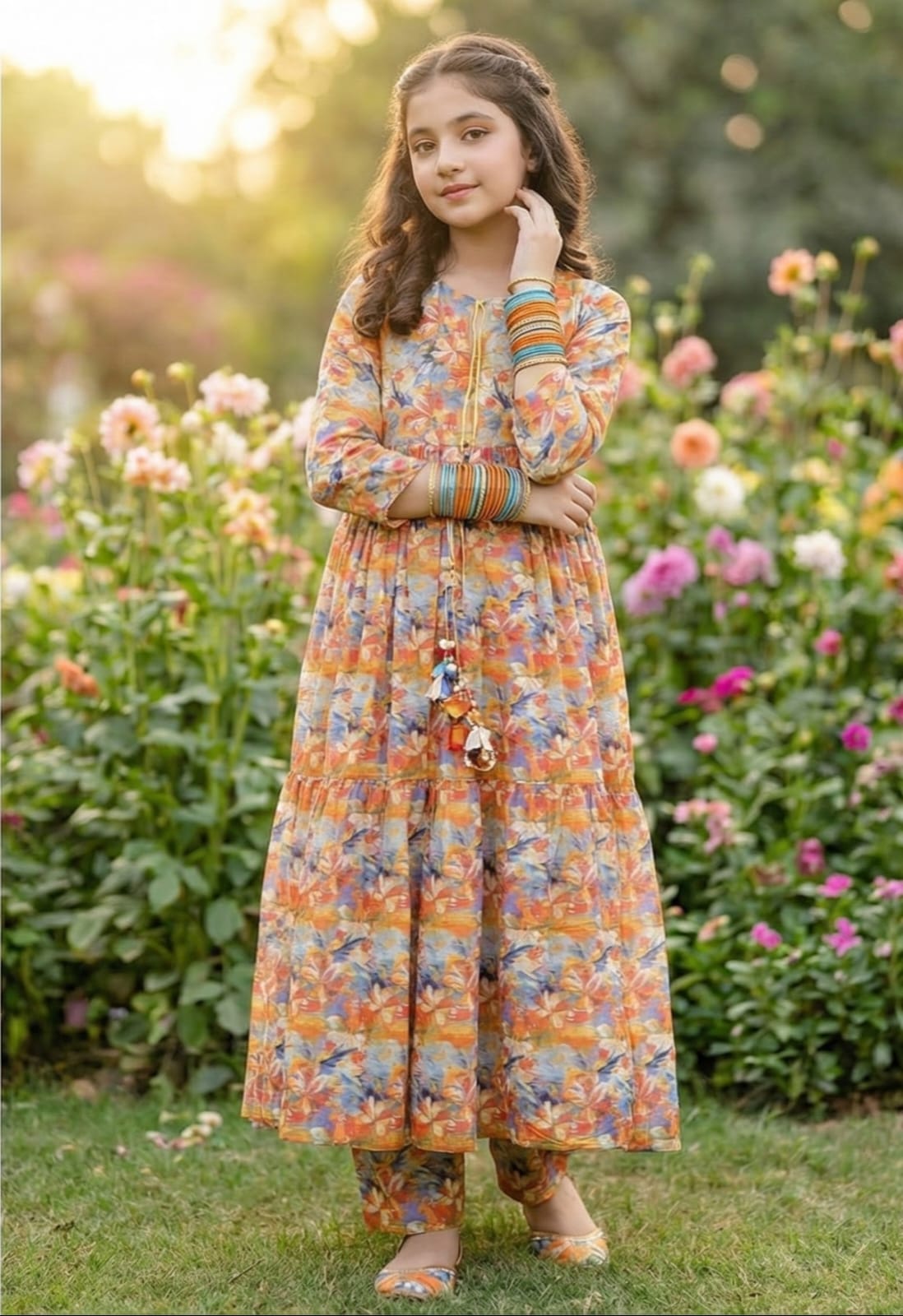 Girls Lawn Long Frock