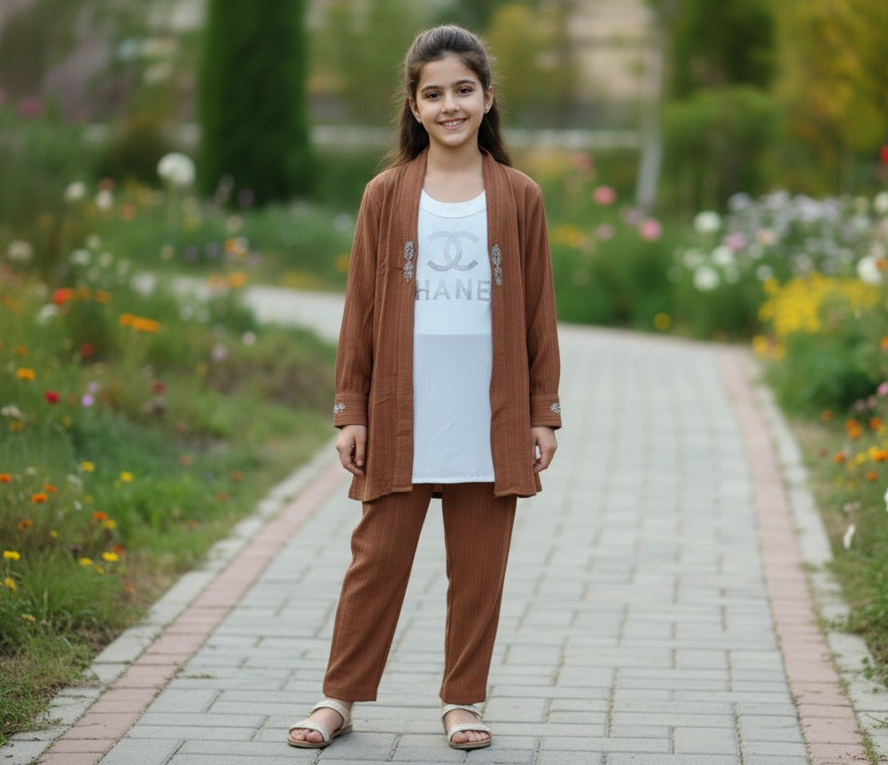 Trendy 3-Piece Crush Gorjet Western Outfit for Girls