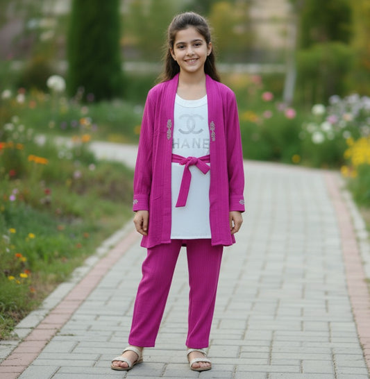 Trendy 3-Piece Crush Gorjet Western Outfit for Girls