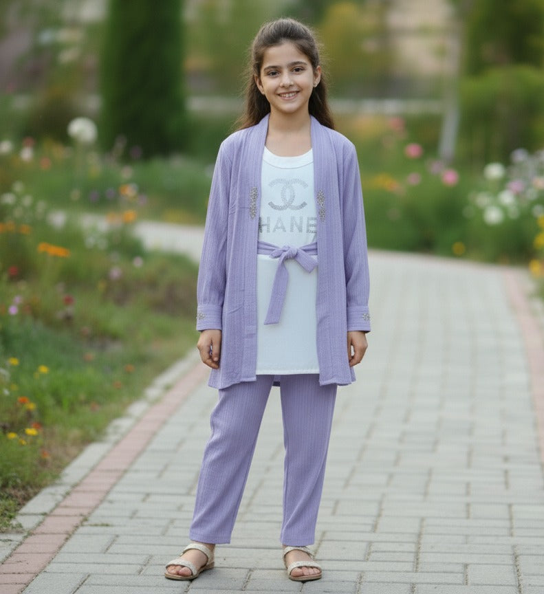 Trendy 3-Piece Crush Gorjet Western Outfit for Girls
