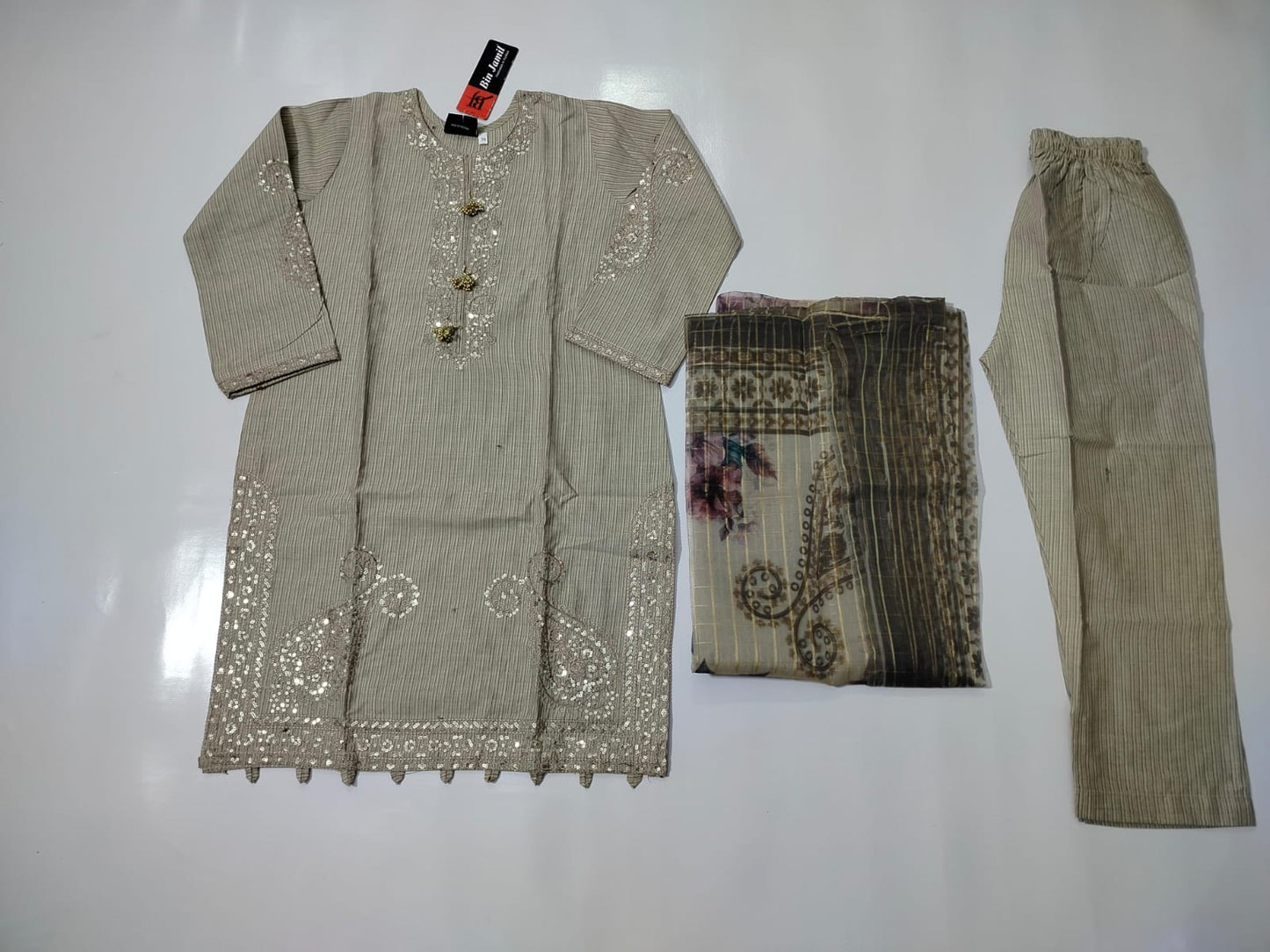 Girls Cotton Embroidered 3-Piece Suit | Kids Wear | Sizes 6–13 Years
