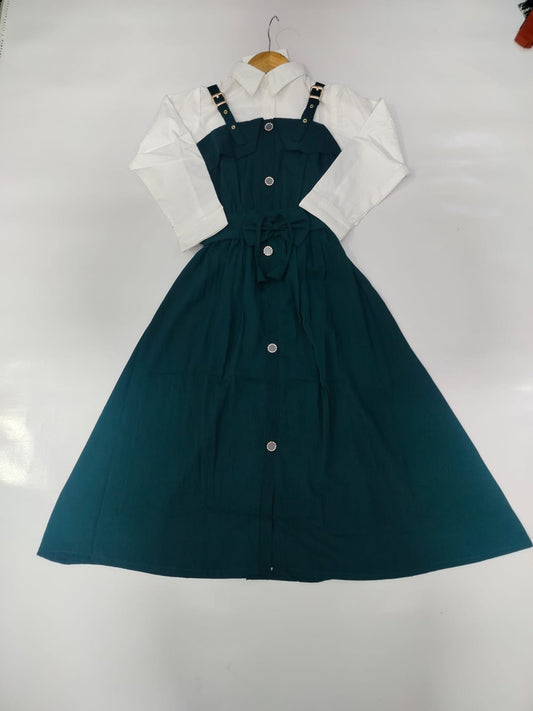 Girls Stylish Romper  Dress with Shirt Set – Ages 11–15 Years