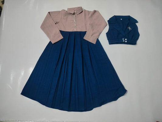 Girls 2-Piece Georgette Frock with Stylish Waistcoat (Ages 6–13 Years)