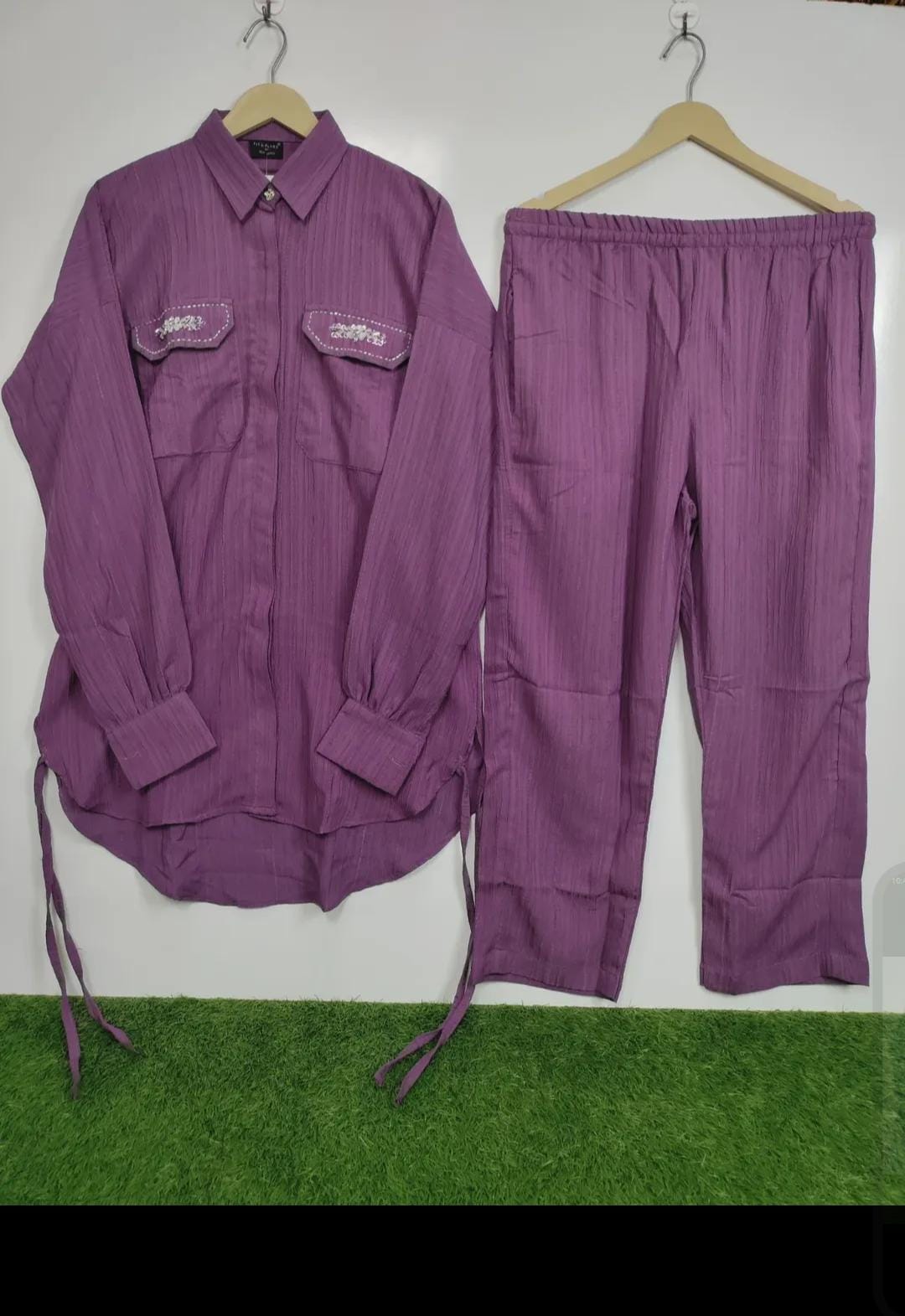 High-Quality Crush Georgette 2-Piece Shirt Trouser Set