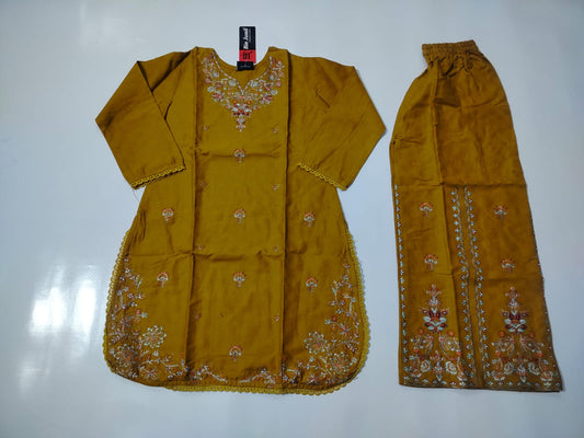 Girls 2-Piece Embroidered Cotton Suit – Ages 6 to 13 Years