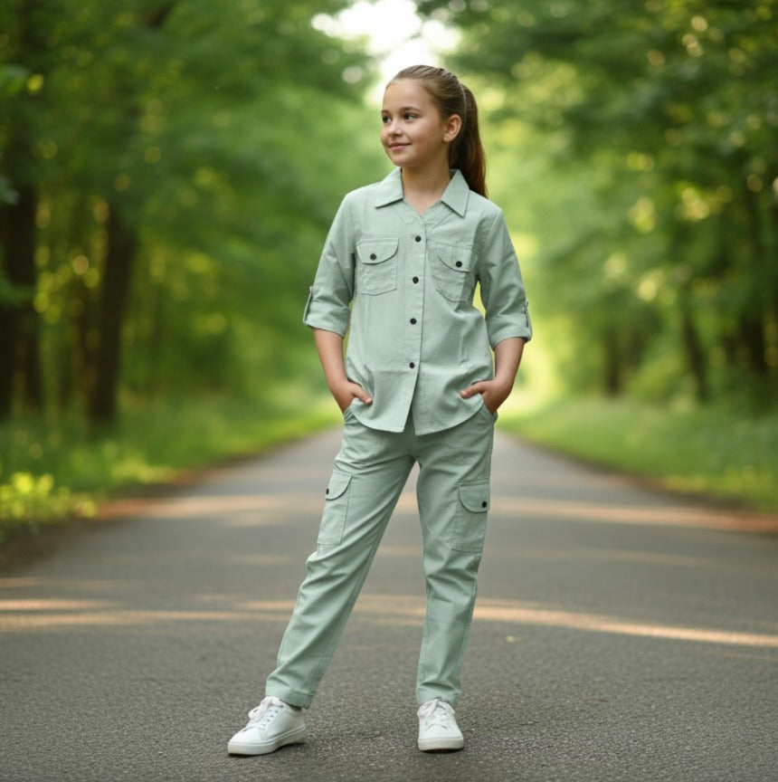 Trendy Girls’ Cotton Co-Ord Set Premium Shemray Fabric