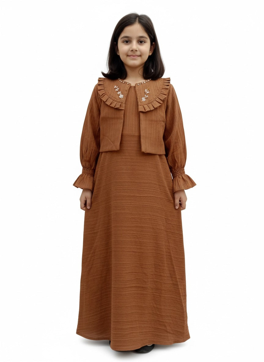 Elegant Long Frock for Girls | Crush Gorjet Fabric