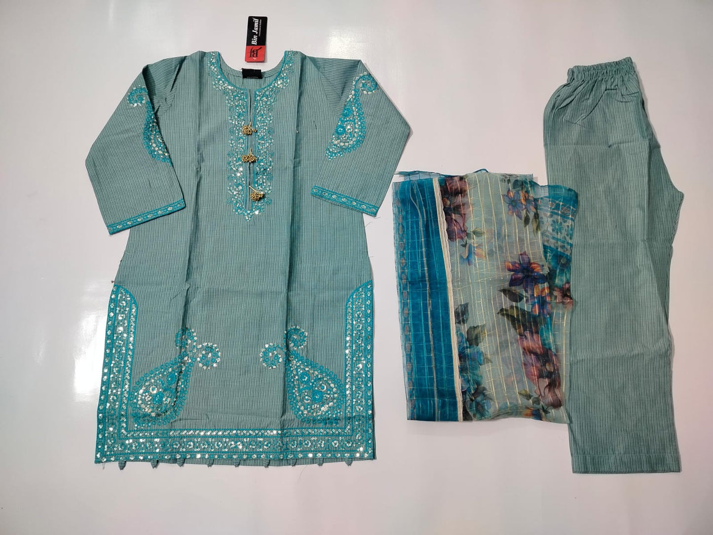 Girls Cotton Embroidered 3-Piece Suit | Kids Wear | Sizes 6–13 Years