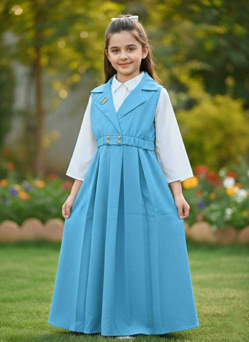 Stylish Pleated Western Frock for Girls | Crush Gorjet Fabric