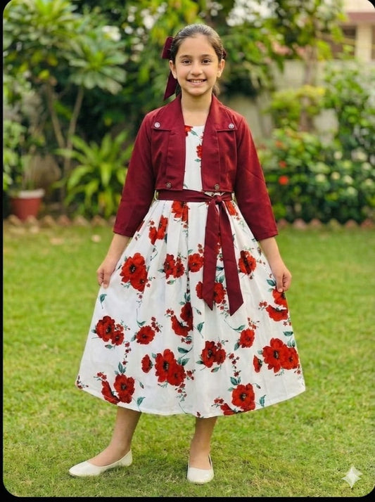 Girls Stylish Jacket Frock Set