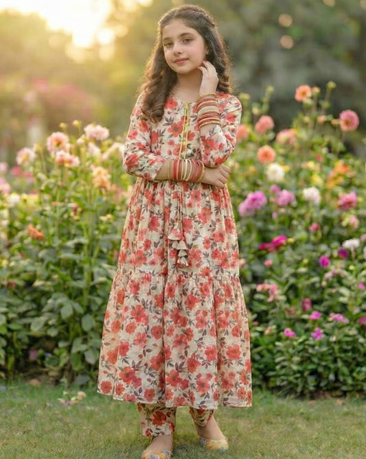 Girls Lawn Long Frock