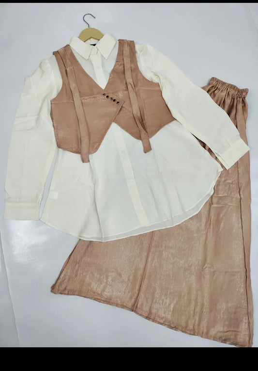 Elegant 3-Piece Plazo, Shirt & Koti Set