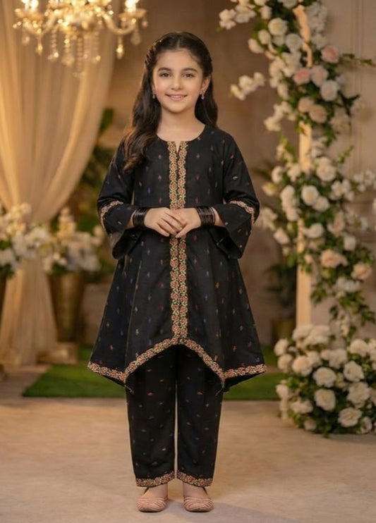 Kids Cotton Embroidered 2-Piece Suit