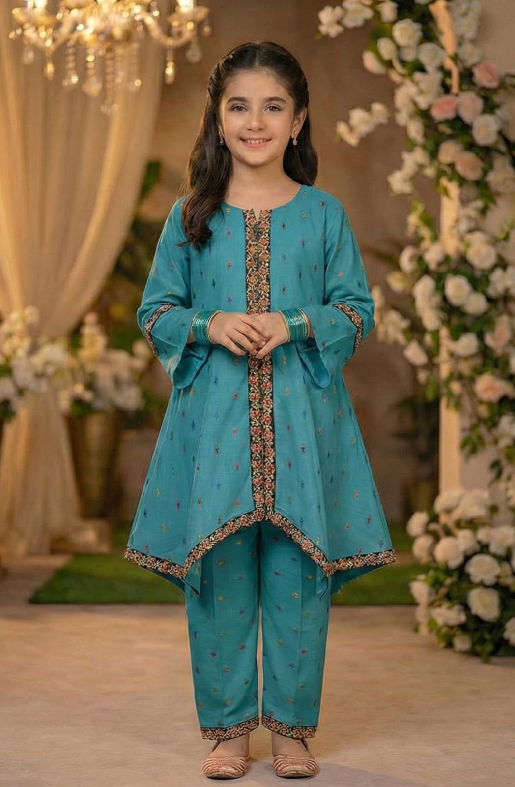 Kids Cotton Embroidered 2-Piece Suit
