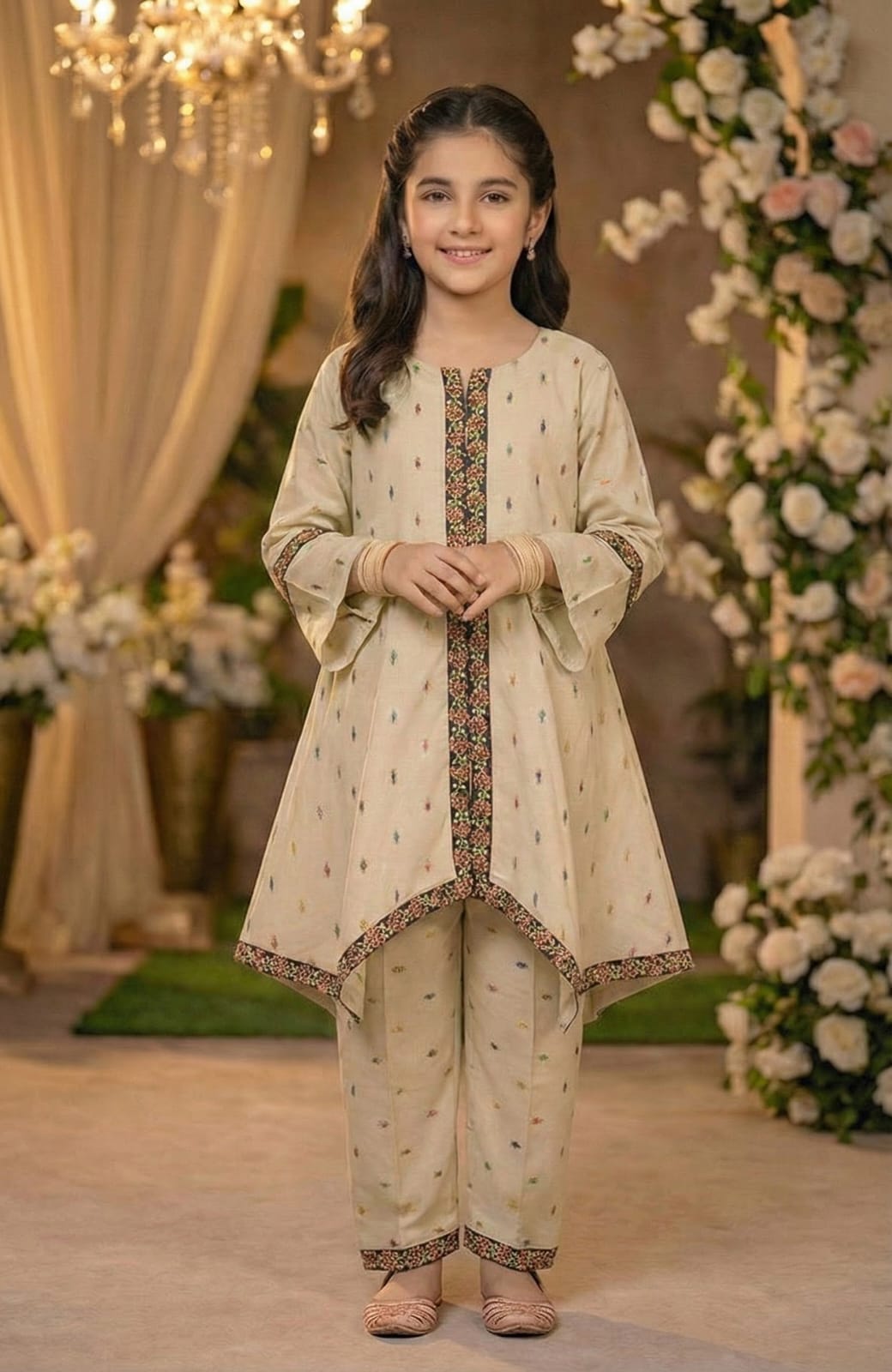 Kids Cotton Embroidered 2-Piece Suit