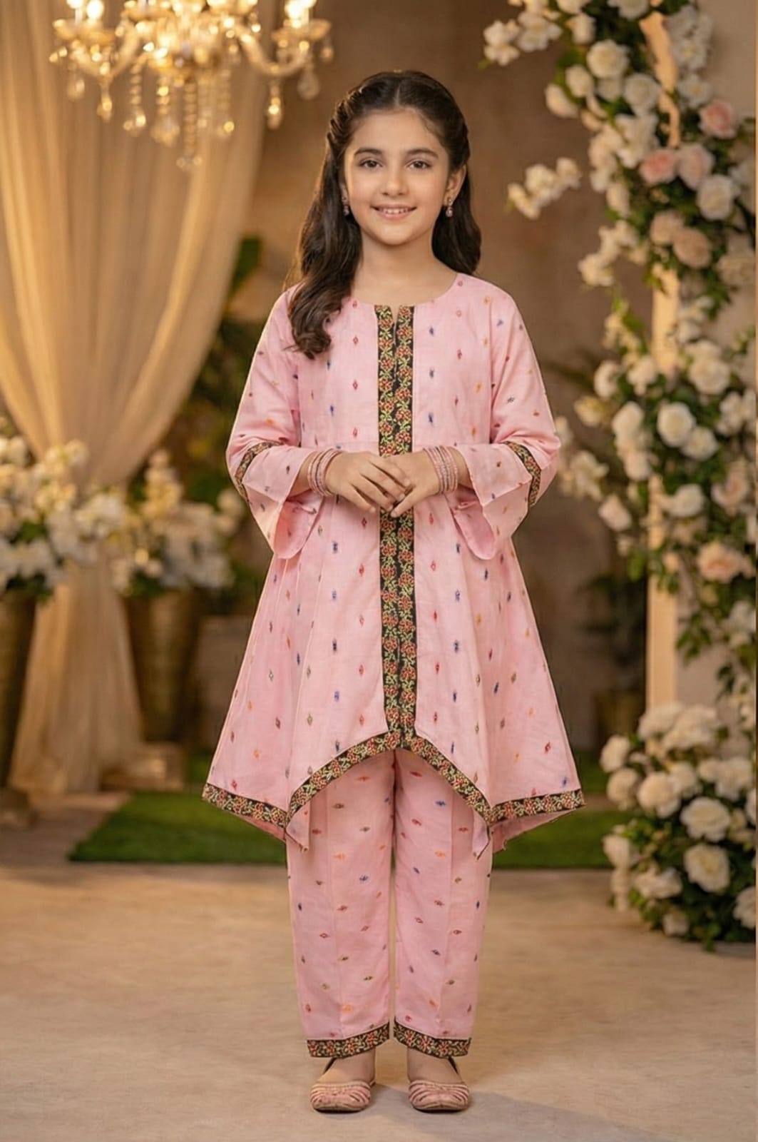 Kids Cotton Embroidered 2-Piece Suit